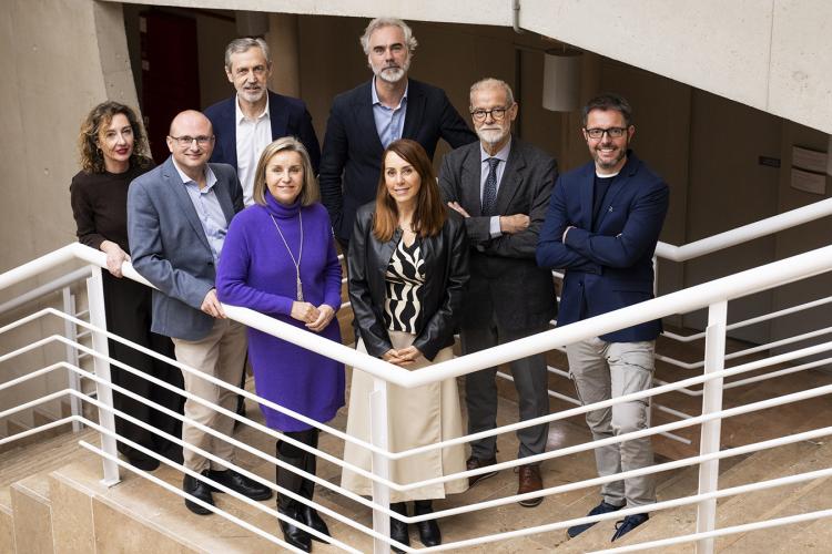 Participantes en la reunión entre la Cámara de Comptos y el Consejo Social de la UPNA