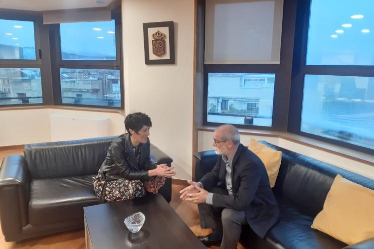 Elma Saiz e Ignacio Cabeza, en la reunión celebrada esta mañana.