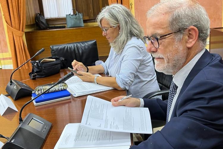 Ignacio Cabeza y Ana Helguera en la reunión de esta tarde.